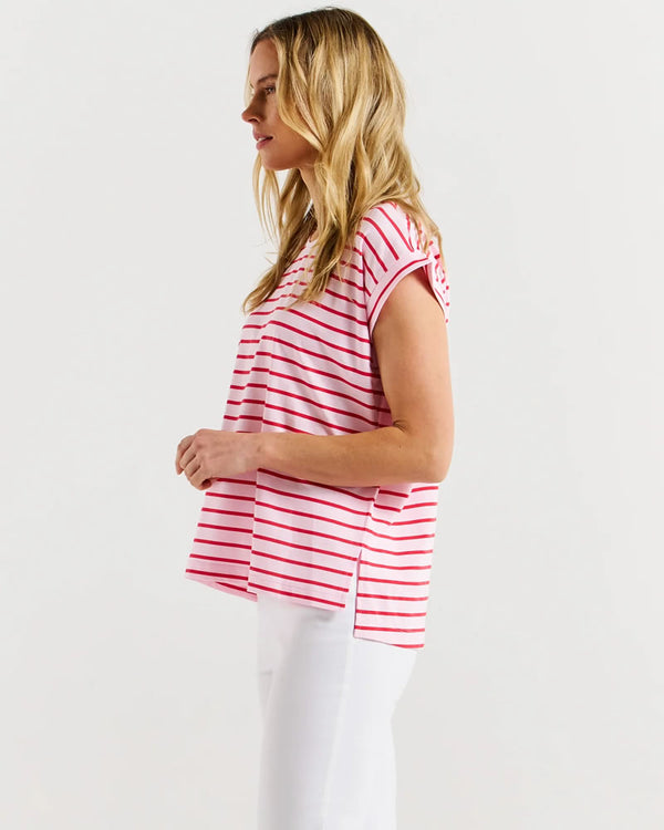  Betty Basics Michaela T-Shirt Top Cherry Blossom Stripe