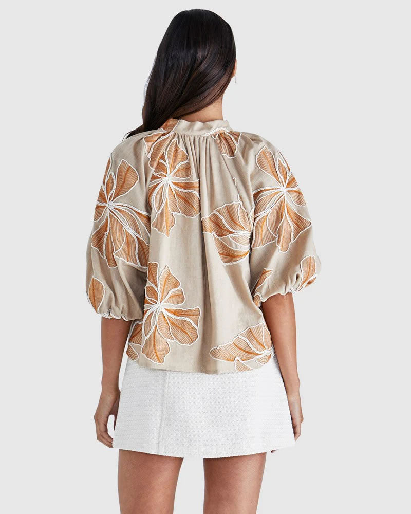 Sass Finley Short Sleeve Embroided Top