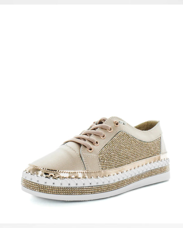  Just Bee Cristel Rose Gold Leather Sneakers