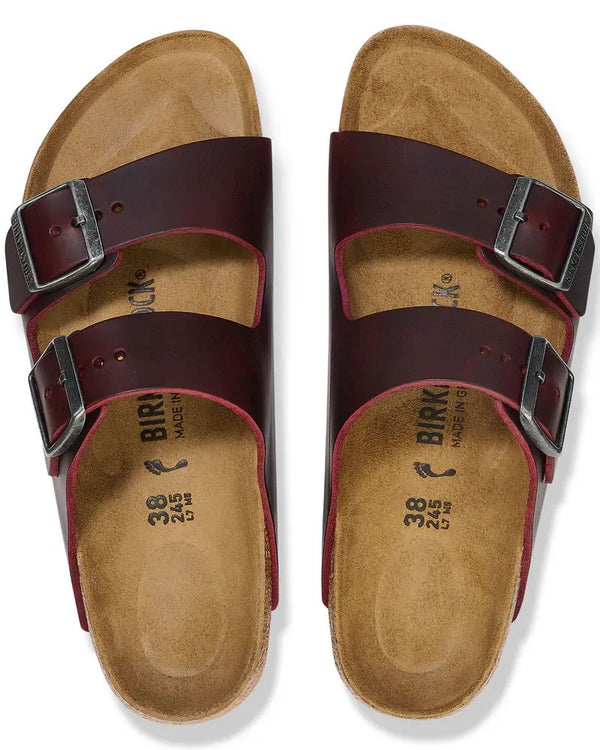  Birkenstock Arizona Zinfandel Oiled Leather 2 Strap Sandals
