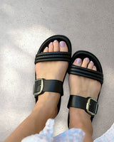 Human Shoes Bailey Black Leather Slides