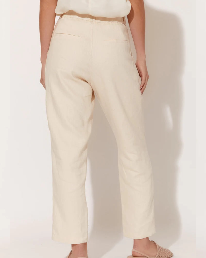 Adorne Lula Pleated Front Cream Linen Pants