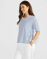 Betty Basics Naomi Navy Stripe Short Sleeve Tee