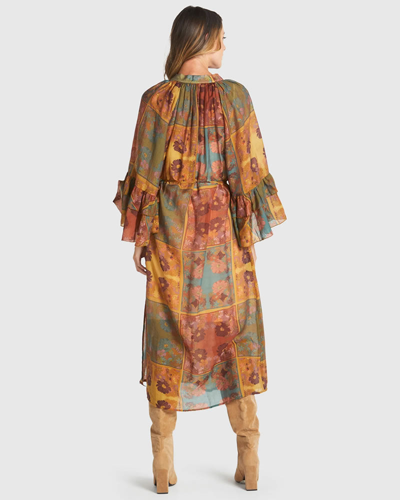 Fate + Becker Bohemian Midi Dress Nouveau Floral Green