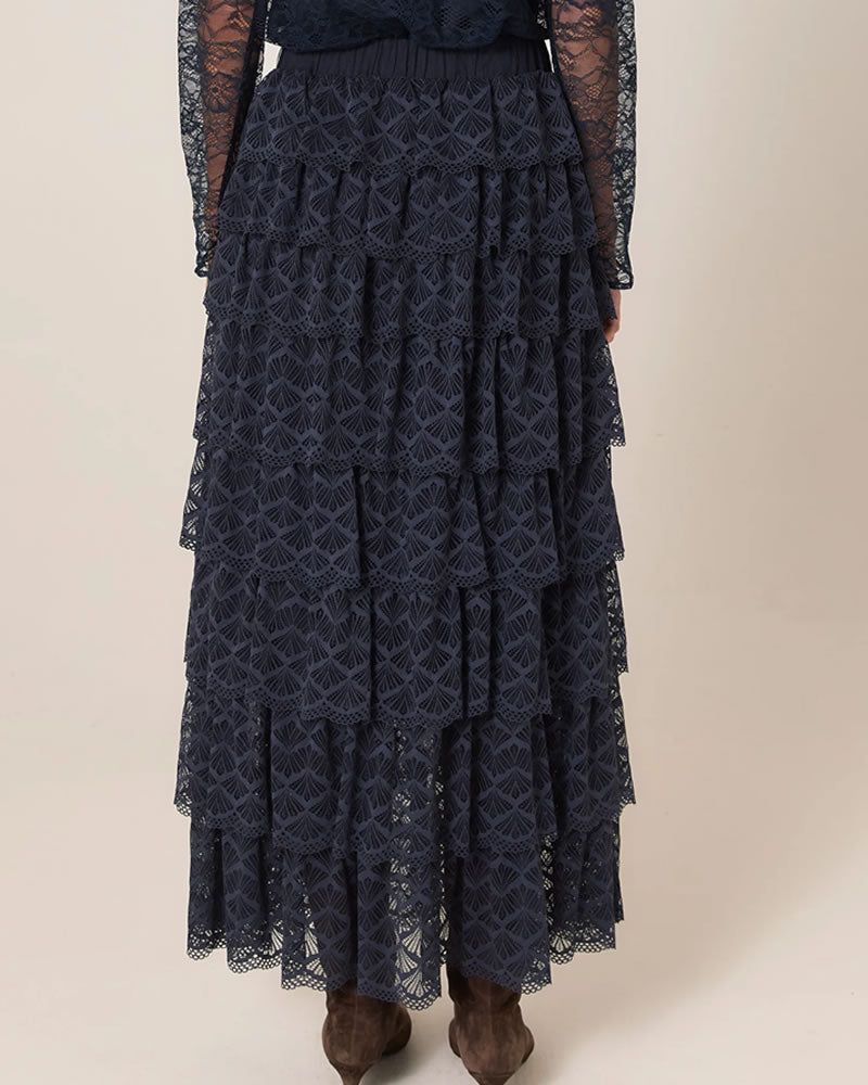 Fate + Becker Domino Maxi Skirt Navy