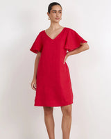 Adorne Theo Red Linen Short Dress