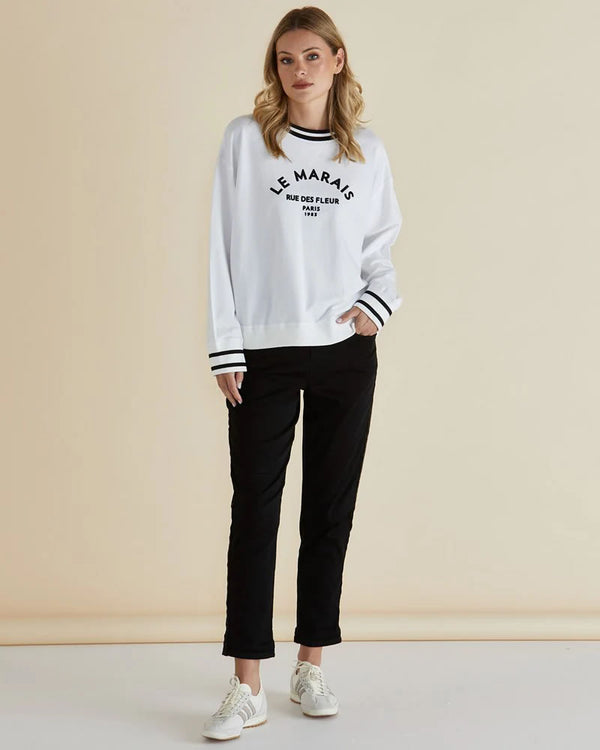  Betty Basics Marais Sweat White with Print