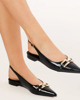 Billini Iduia Slingback Black Shine Flats