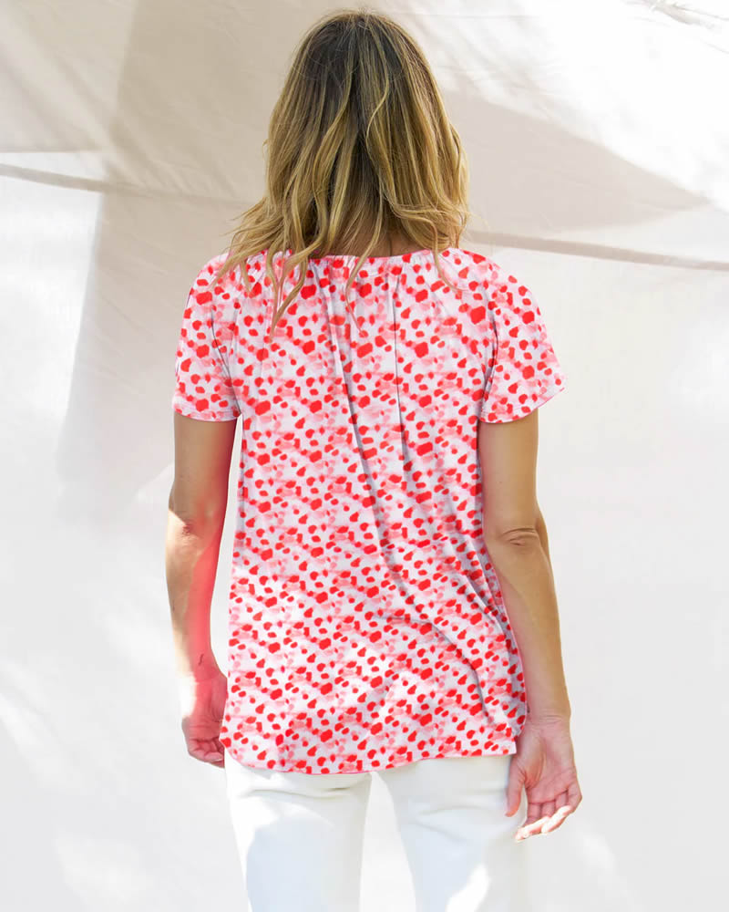 Betty Basics Coral Shirred Tea Blossom Print