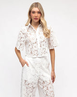 Ebby + I Mia White Lace Shirt Top