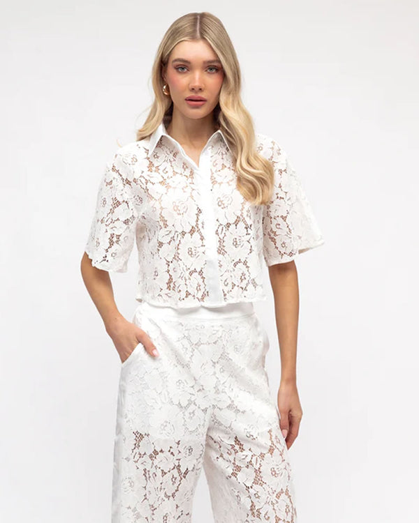  Ebby + I Mia White Lace Shirt Top