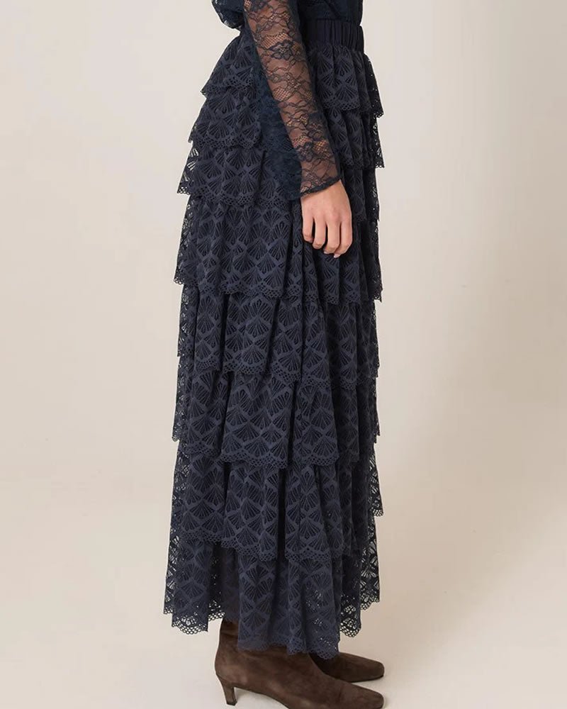 Fate + Becker Domino Maxi Skirt Navy