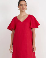 Adorne Theo Red Linen Short Dress