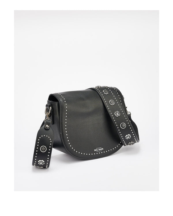  Sol Sana Saddle Bag Black Leather with Hardware