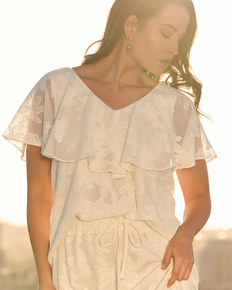 Adorne Mirra Frill Lace Top
