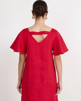 Adorne Theo Red Linen Short Dress