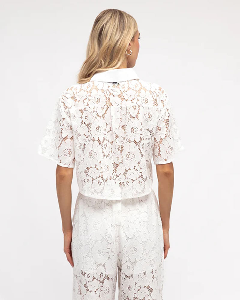Ebby + I Mia White Lace Shirt Top
