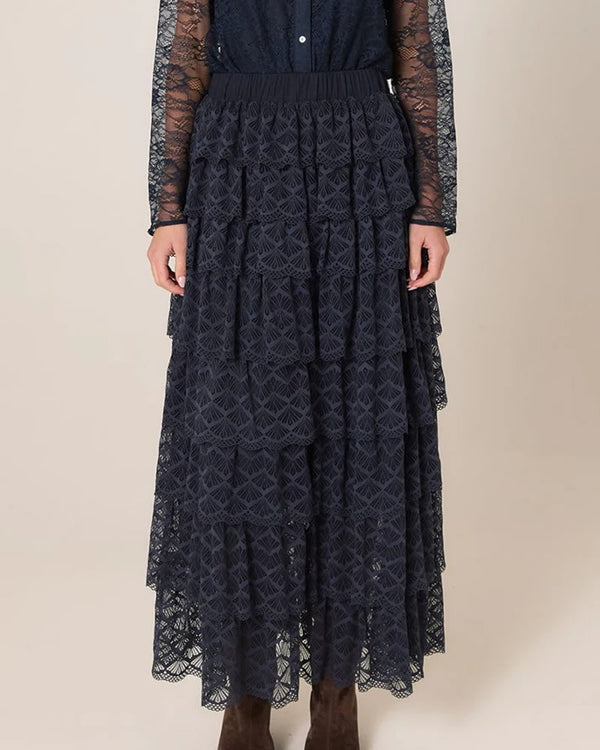  Fate + Becker Domino Maxi Skirt Navy