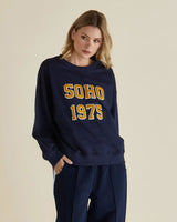 Betty Basics South Sweat Navy with Print