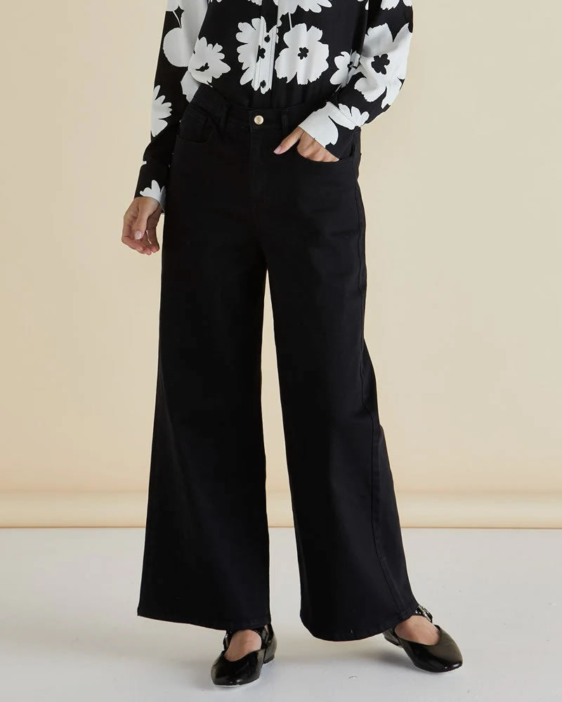 Betty Basics Wilma Wide leg Jeans Black