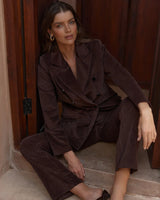 Fate + Becker Rhea Velvet Blazer Chocolate