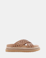 Billini Atzi Weave Cross Over Strap Weave Slides Peanut