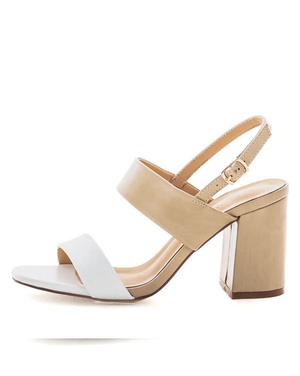  Wilde Shoes Stella Block Heels Beige/White