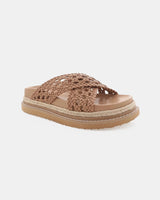 Billini Atzi Weave Cross Over Strap Weave Slides Peanut