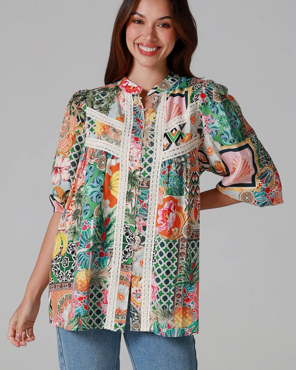  Dreamcatcher Amira Short Sleeve Blouse Multi Print