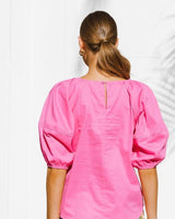 Label of Love Polly Pink Short Puff Sleeve Blouse