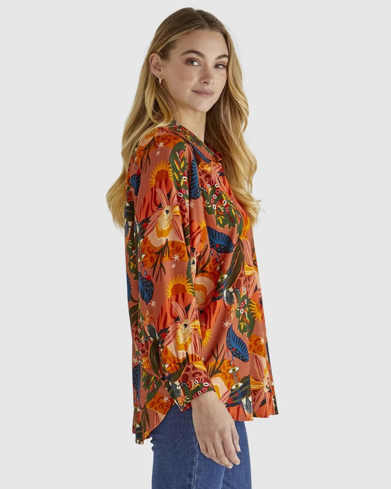 Sass Zelda Long Sleeve Top Desert Print