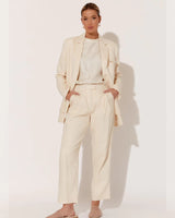 Adorne Donna Cream Linen Lined Blazer Jacket