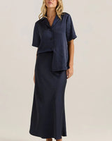 Sass Jasper Satin Shirt - Navy
