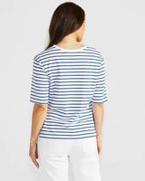 Betty Basics Naomi Navy Stripe Short Sleeve Tee