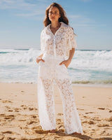 Ebby + I White Mia White Lace Pants
