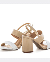 Wilde Shoes Stella Block Heels Beige/White