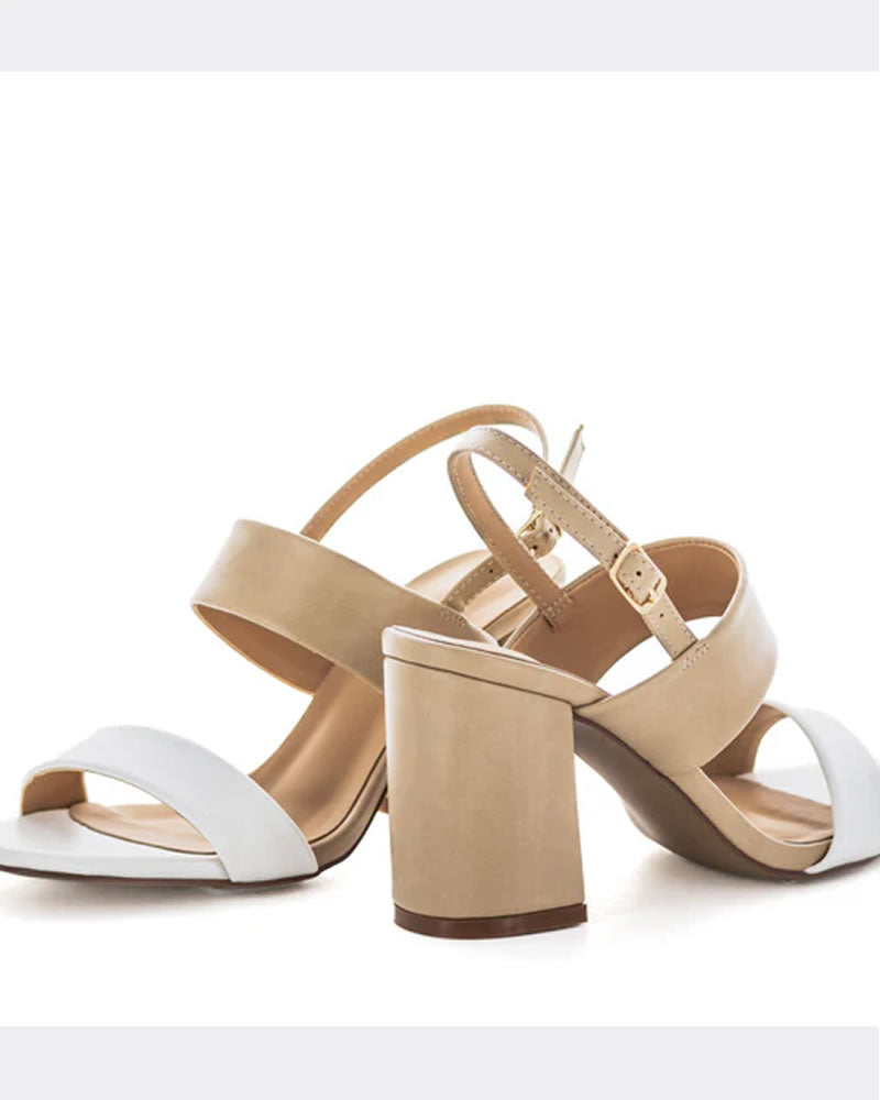 Wilde Shoes Stella Block Heels Beige/White