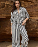 Sass May Tie Waist Cargo Pants Black/Cream