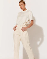 Adorne Lula Pleated Front Cream Linen Pants