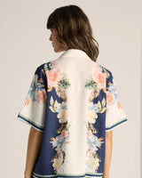 Fate + Becker Solara Placement Print Collared Shirt Navy Print