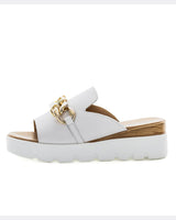 Just Bee Camara White Leather Chunky Slides