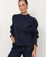 Adorne Olivia Lightweight Denim Top Dark Denim