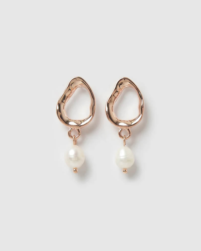 Izoa Forbidden Earrings Gold. Silver or Rose Gold with Freshwater Pearls