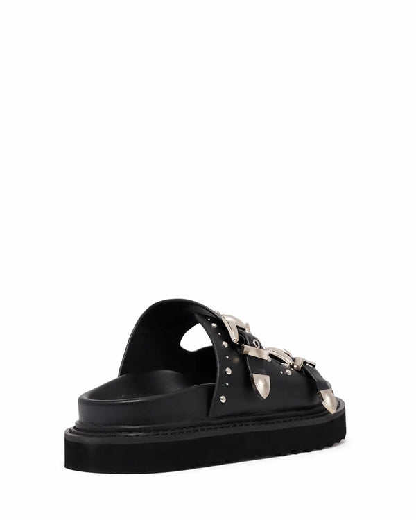  Therapy Shoes Harli Black Slides with Silver Hardware