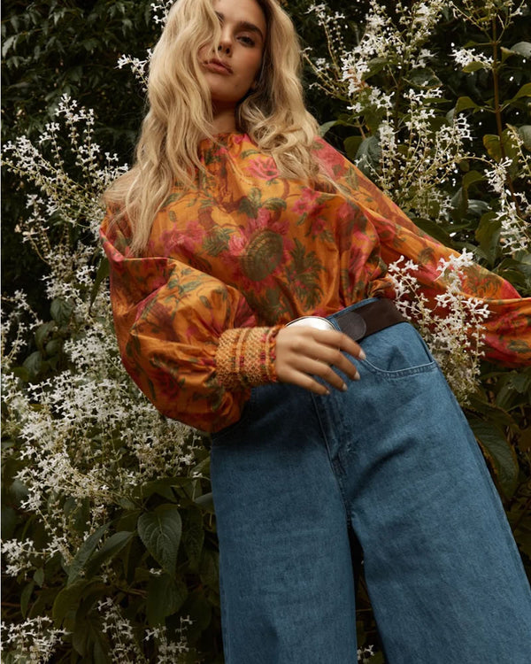  Fate + Becker Panama Orange Floral Top