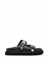 Therapy Shoes Harli Black Slides with Silver Hardware