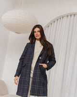 Betty Basics Genevieve Coat Navy/ Gold Check
