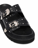 Therapy Shoes Harli Black Slides with Silver Hardware