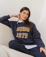 Betty Basics South Sweat Navy with Print