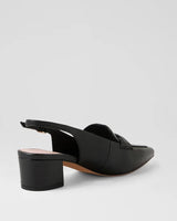 Top End Abbalie Black Leather Slingback Mid Heels